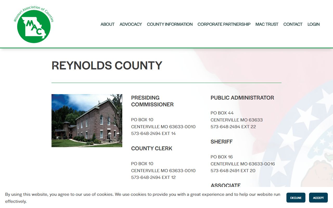 Reynolds County inmate population county office directory source